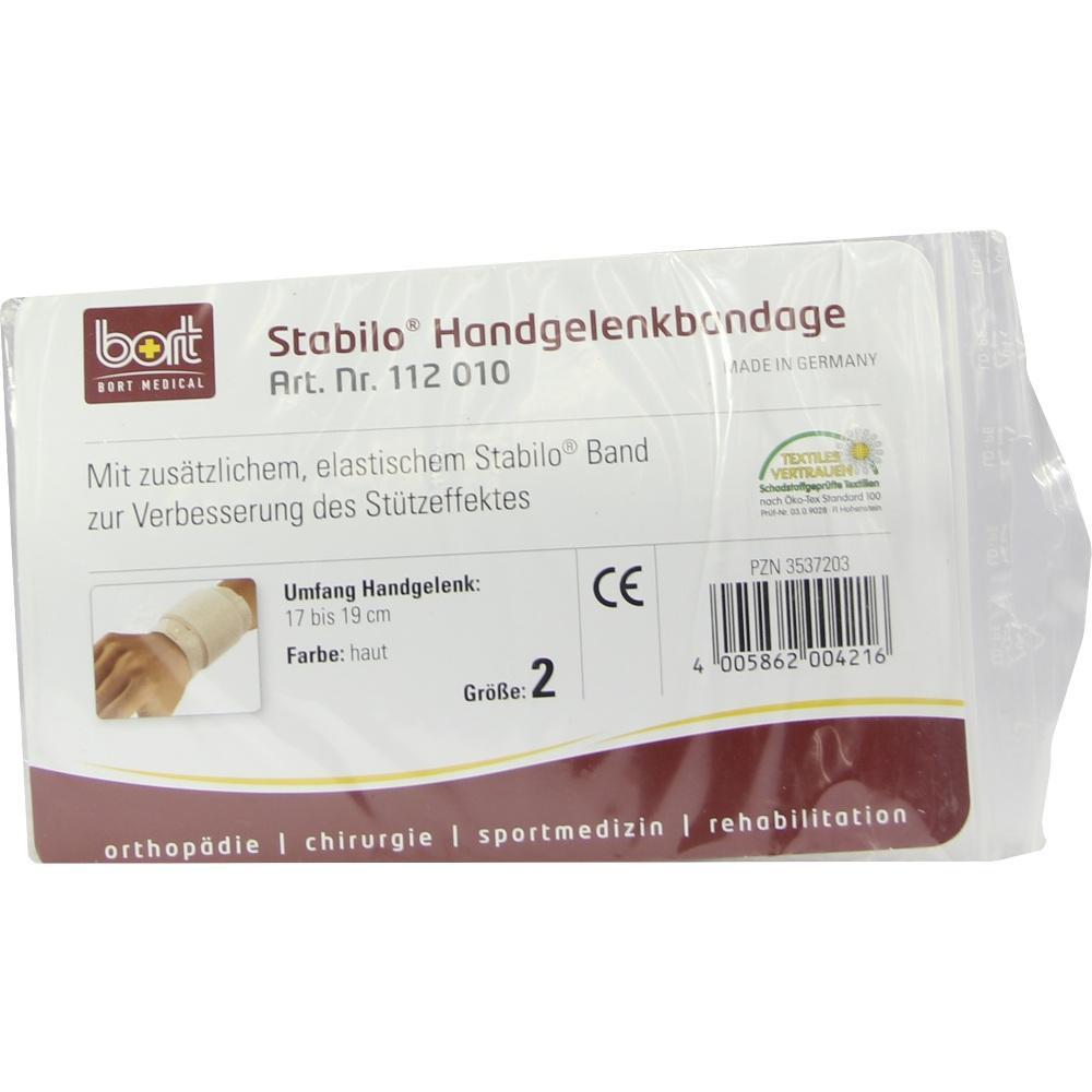 Verpackung einer Handgelenkbandage mit Produktinformationen.