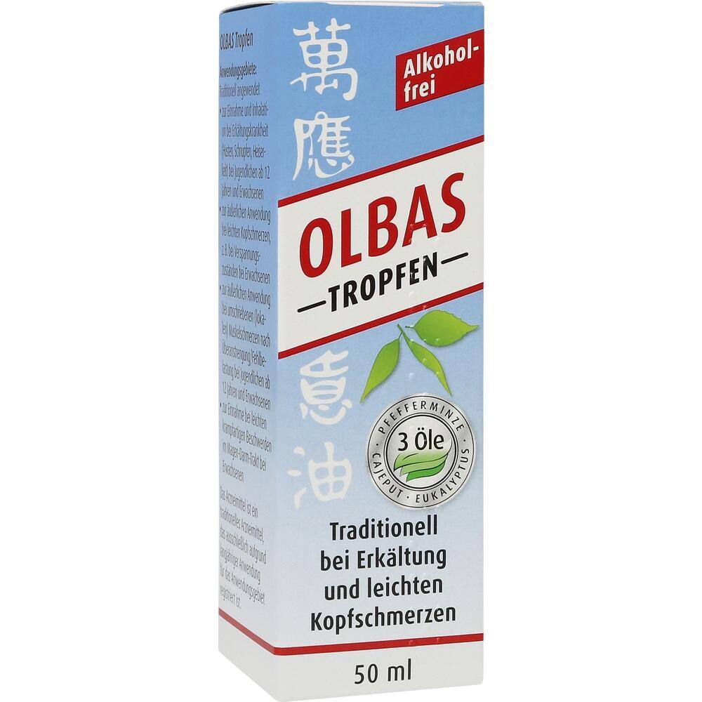 Eine Packung Olbas-Tropfen gegen Erk&auml;ltung und leichte Kopfschmerzen, alkoholfrei.