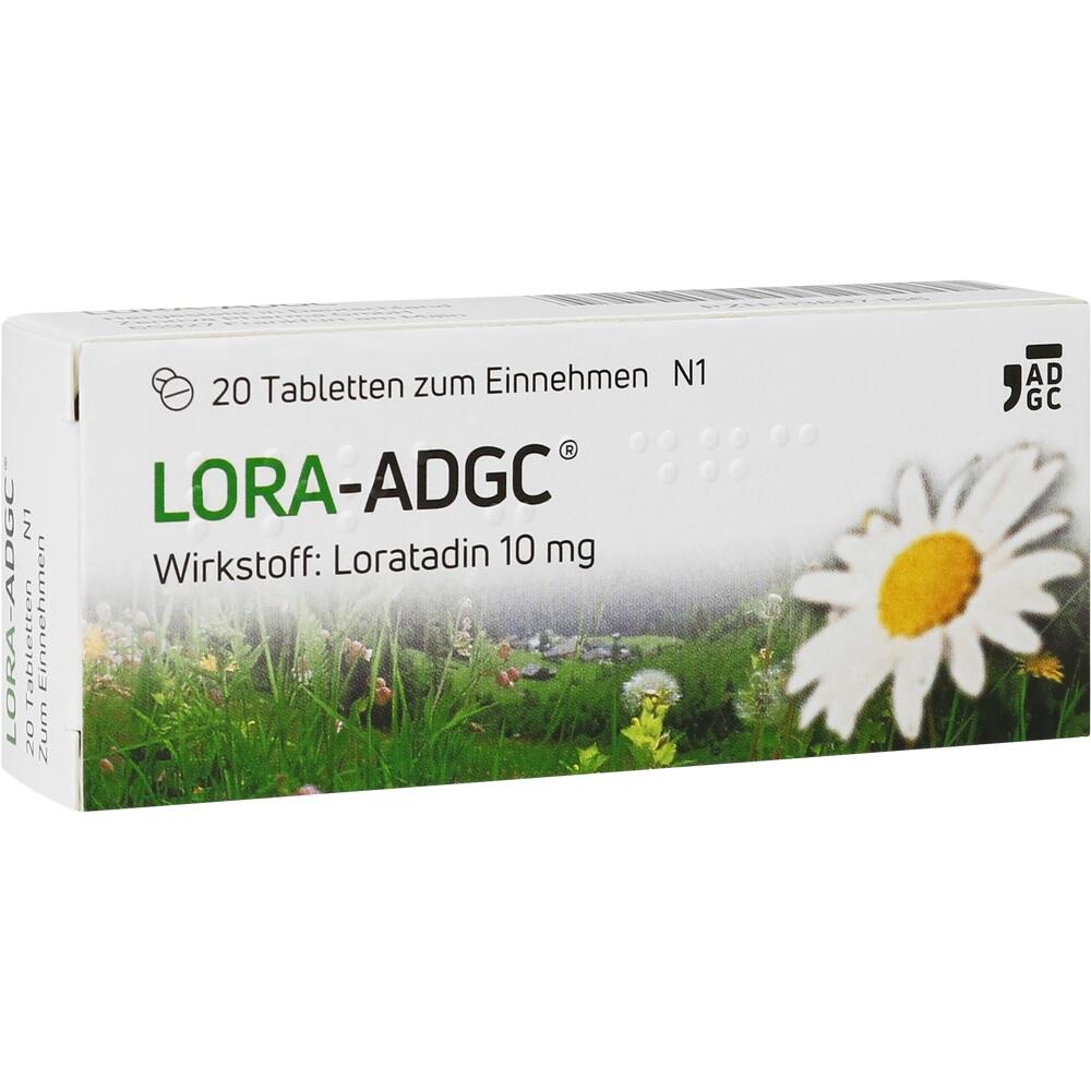 Eine Medikamentenschachtel f&uuml;r Lora-ADGC mit einer G&auml;nseblume darauf.