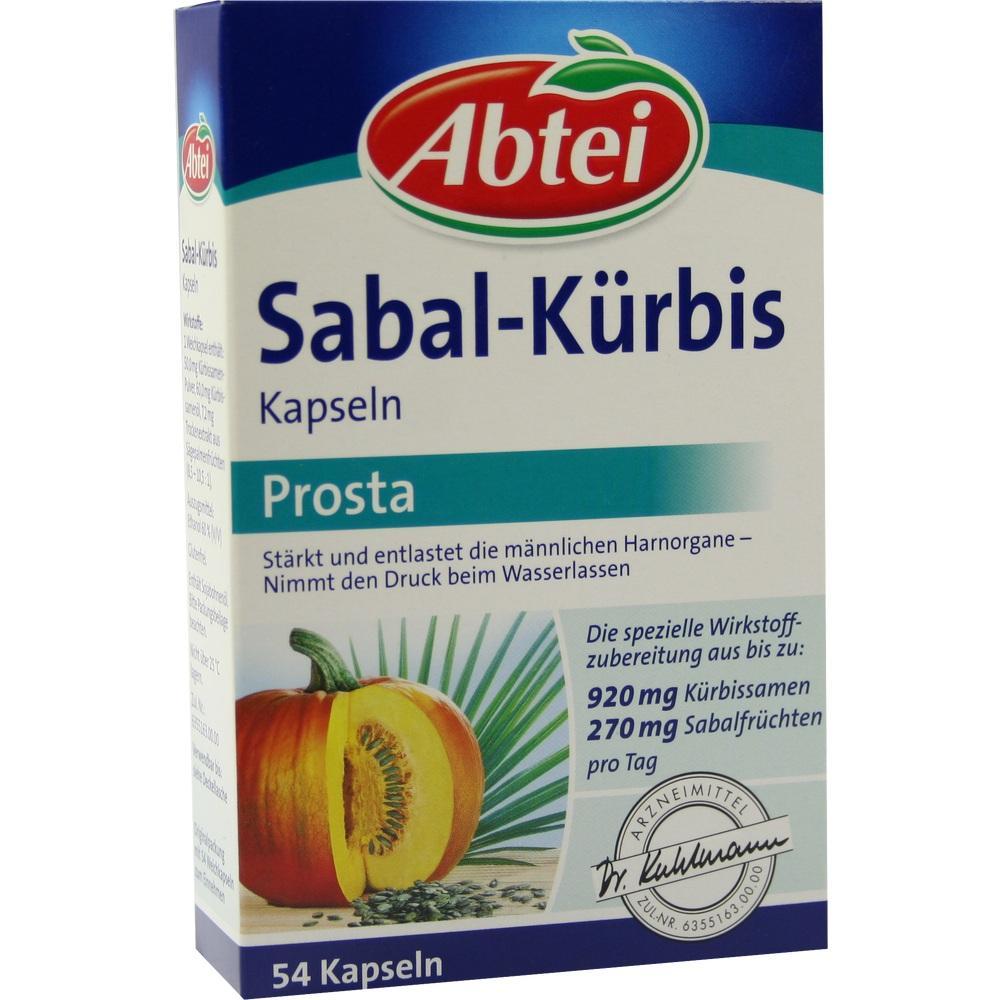 Eine Packung Sabal-K&uuml;rbis Kapseln von Abtei zur Unterst&uuml;tzung der Blasenfunktion.