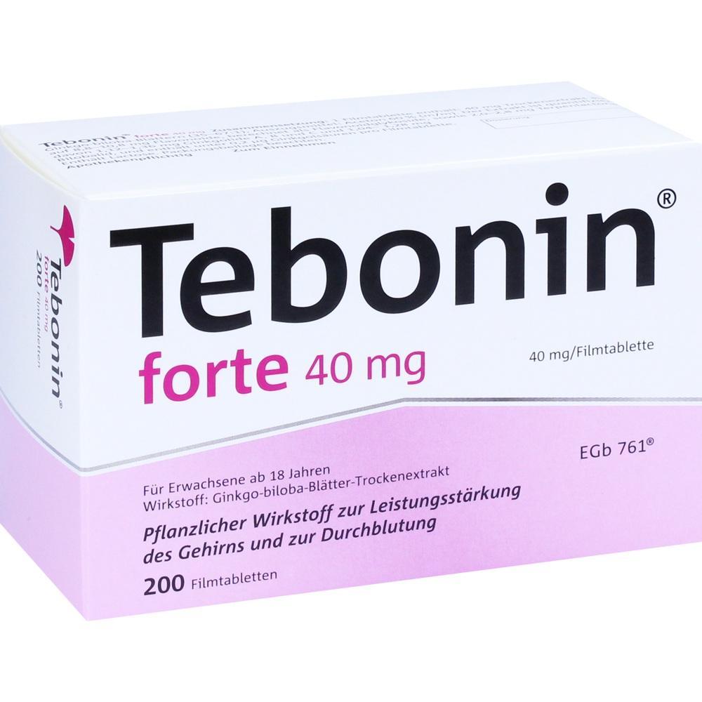 Packung mit Tebonin forte 40 mg Tabletten f&uuml;r die Verbesserung der Gehirnleistung.
