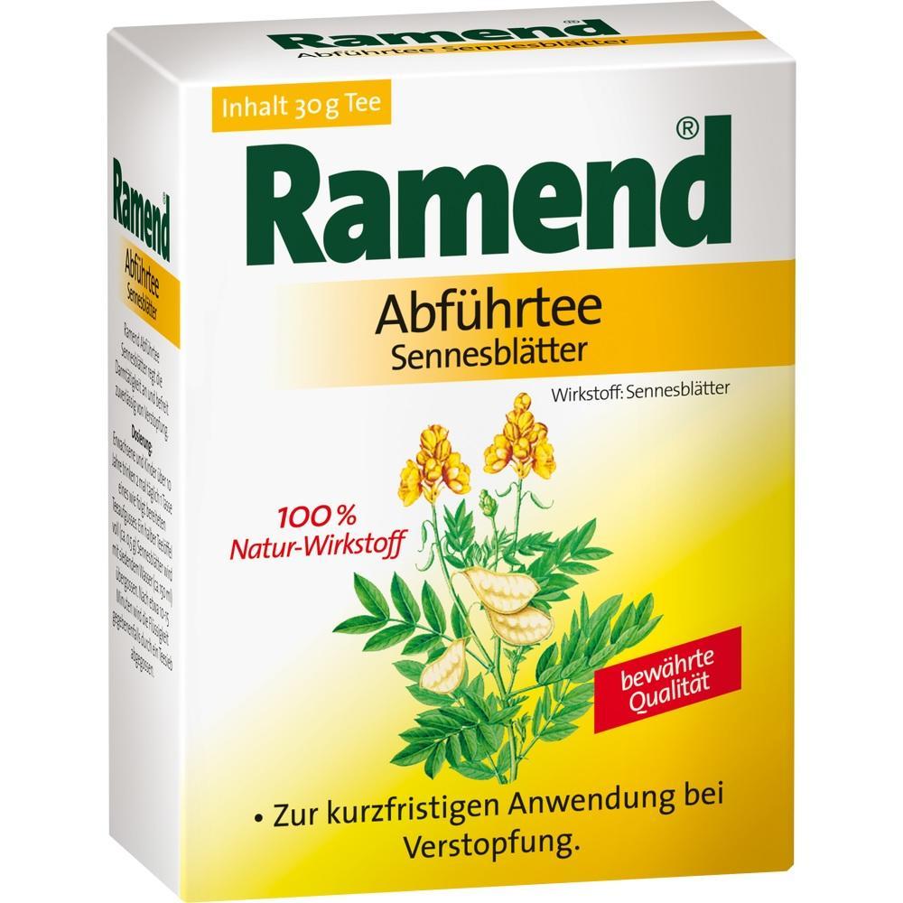 Packung mit Ramend-Abf&uuml;hrtee aus Sennesbl&auml;ttern gegen Verstopfung.
