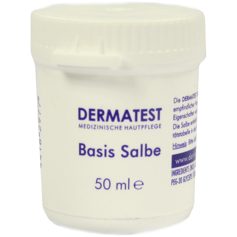 Dose mit der Aufschrift "Dermatest Basis Salbe" und 50 ml Inhalt.