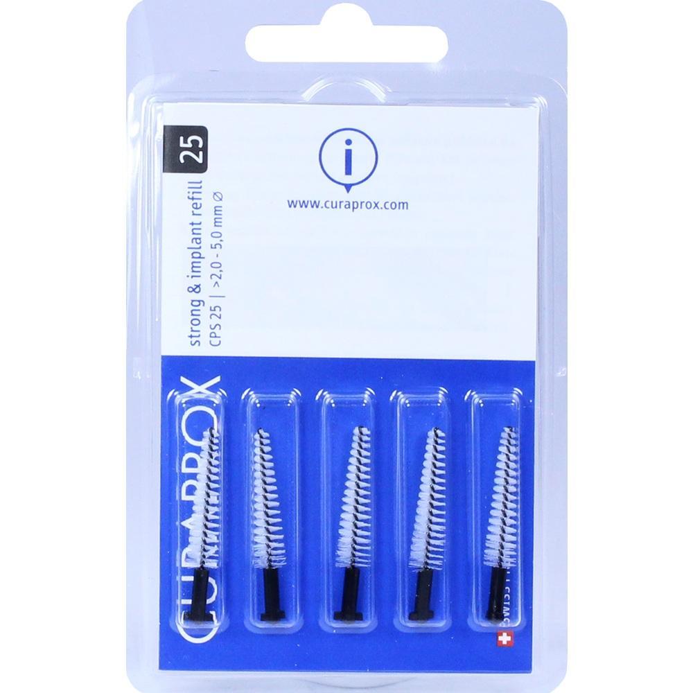 Verpackung mit vier Interdentalb&uuml;rsten in Plastikblister.