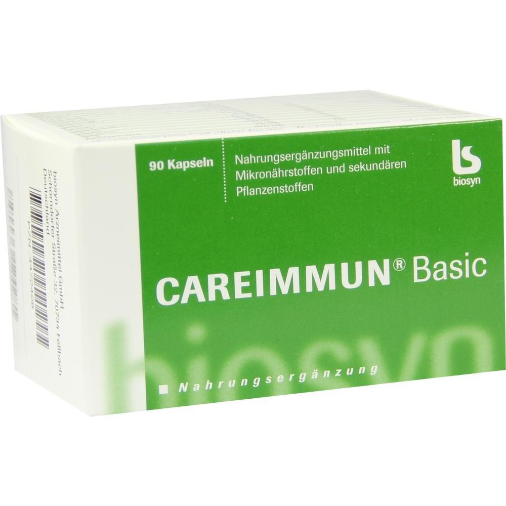 Eine gr&uuml;ne Packung Nahrungserg&auml;nzungsmittel mit der Aufschrift "CAREIMMUN Basic".