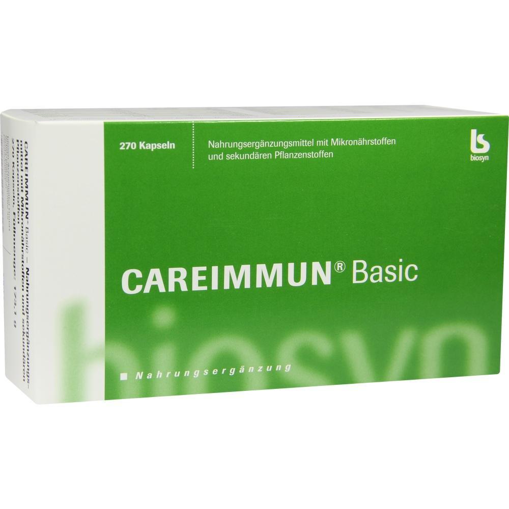 Gr&uuml;ne Schachtel mit der Aufschrift "CAREIMMUN Basic" und Hinweis auf Nahrungserg&auml;nzung.