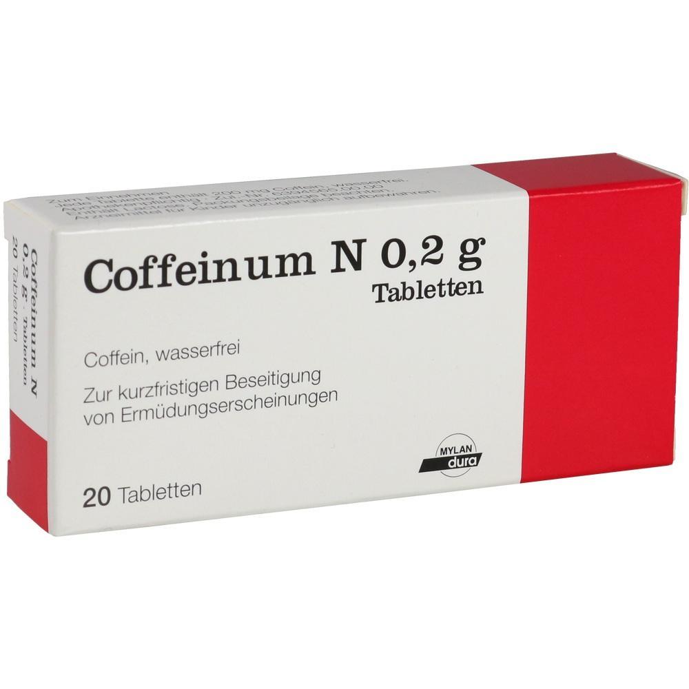 Eine Packung mit 20 Tabletten gegen M&uuml;digkeit mit Koffein.