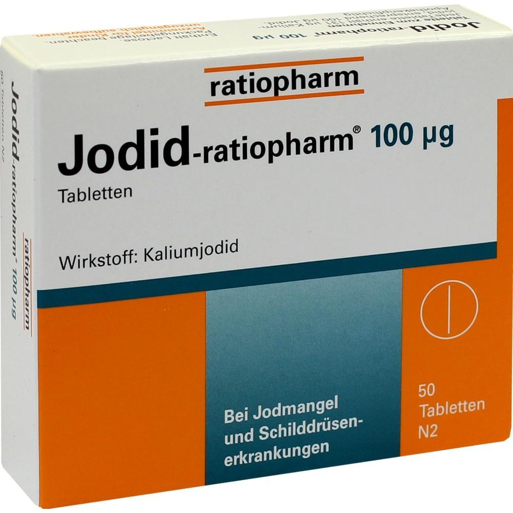 Packung Jodid-Tabletten von ratiopharm mit 100 ?g Kaliumjodid f&uuml;r Jodmangel.
