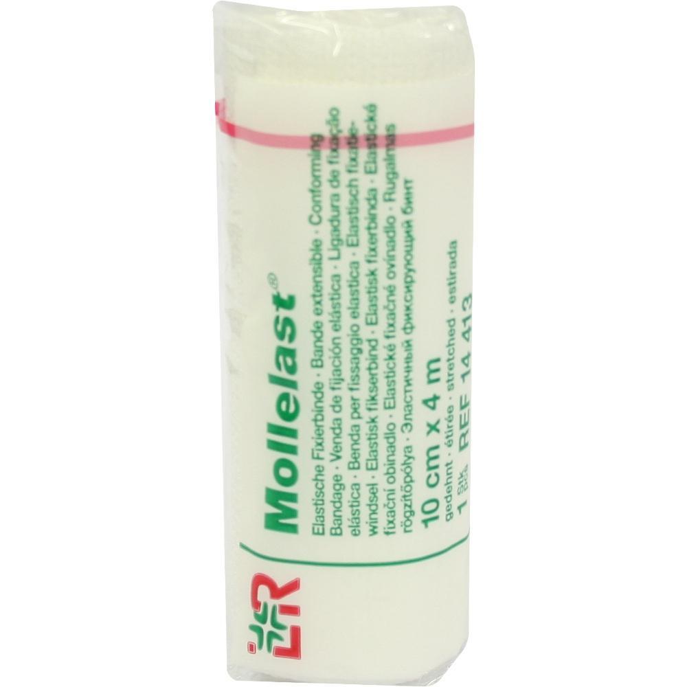 Eine wei&szlig; verpackte elastische Bandage mit gr&uuml;nem Text.