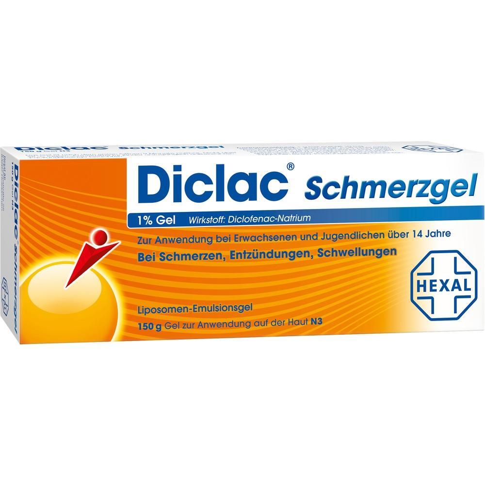 Diclac Schmerzgel-Packung zur Schmerzlinderung ab 14 Jahren.