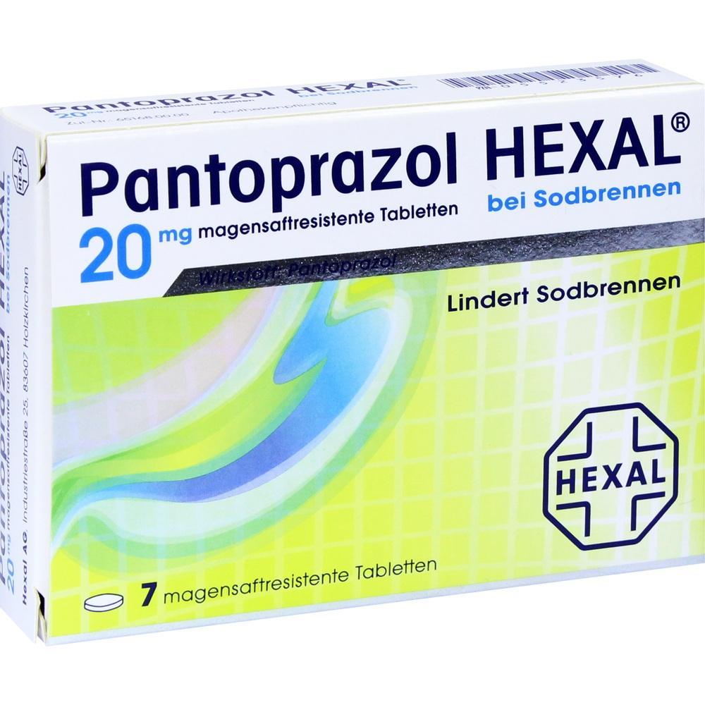 Schachtel mit Pantoprazol-Tabletten gegen Sodbrennen.