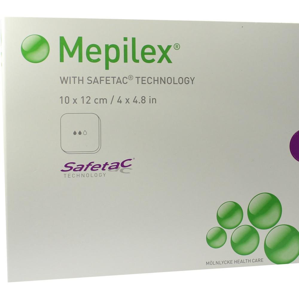 Die Verpackung zeigt Mepilex Wundauflagen mit Safetac-Technologie.