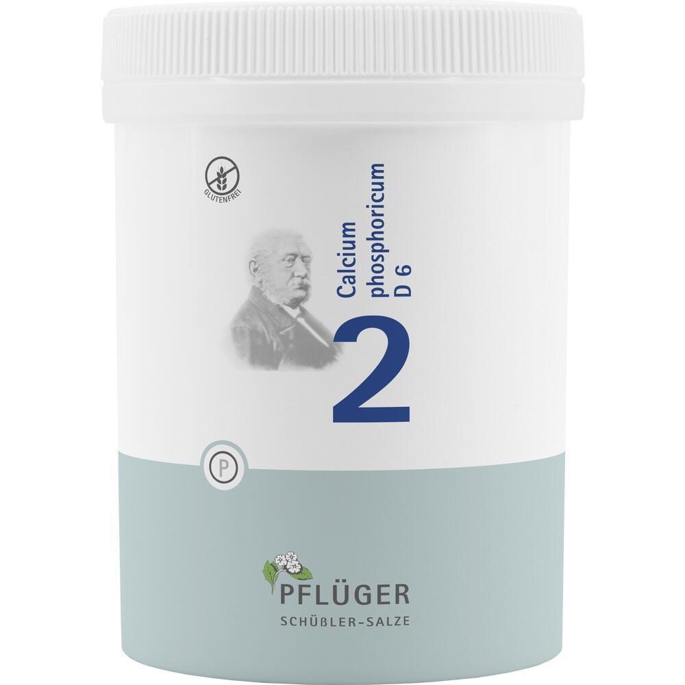 Wei&szlig;es Beh&auml;ltnis mit Aufschrift "Calcium phosphoricum D6" und der Zahl 2.