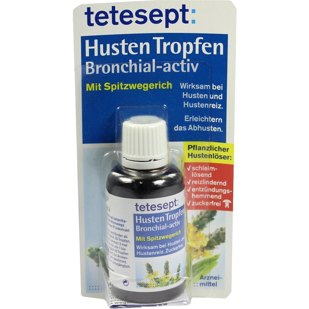 Eine Packung Hustentropfen von tetesept f&uuml;r Husten und Reizlinderung.