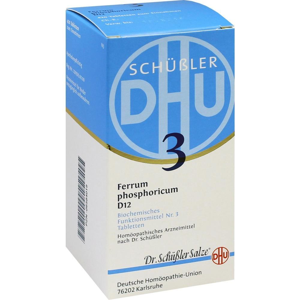 Schachtel mit hom&ouml;opathischen Tabletten von Dr. Sch&uuml;&szlig;ler, Nr. 3 Ferrum phosphoricum D12.