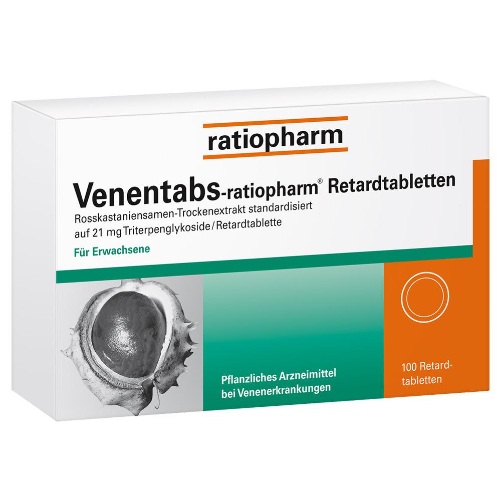 Verpackung von Venenmedikamenten f&uuml;r Erwachsene von Ratiopharm, basierend auf Rosskastanien.