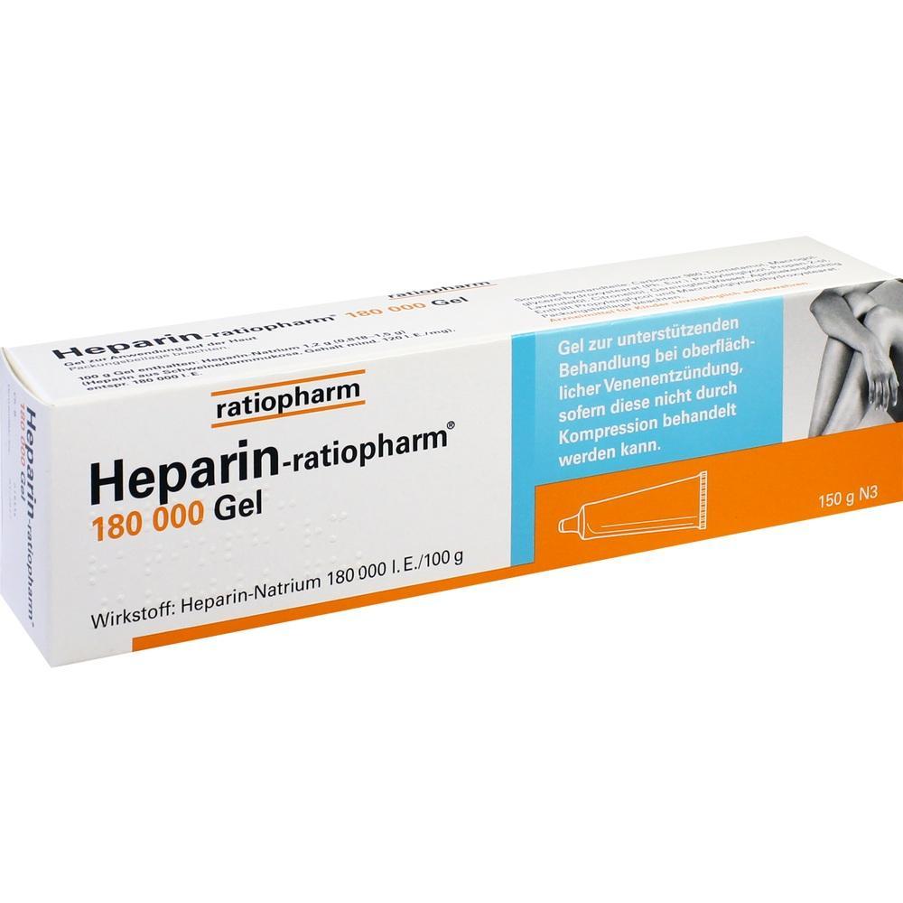 Wei&szlig;e Schachtel mit Heparin-Gel zur Behandlung von Venenentz&uuml;ndungen.