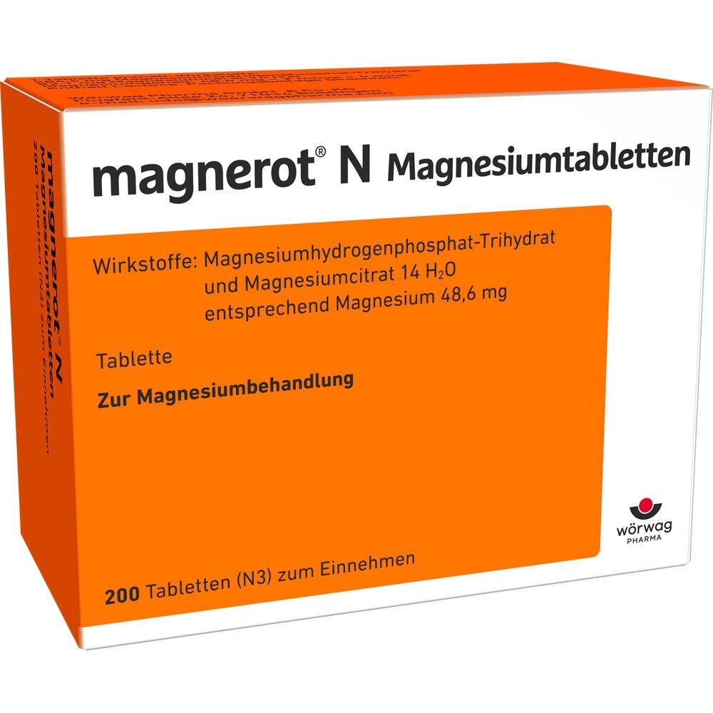 Orange Verpackung f&uuml;r Magnesiumtabletten zur Behandlung von Magnesiummangel.