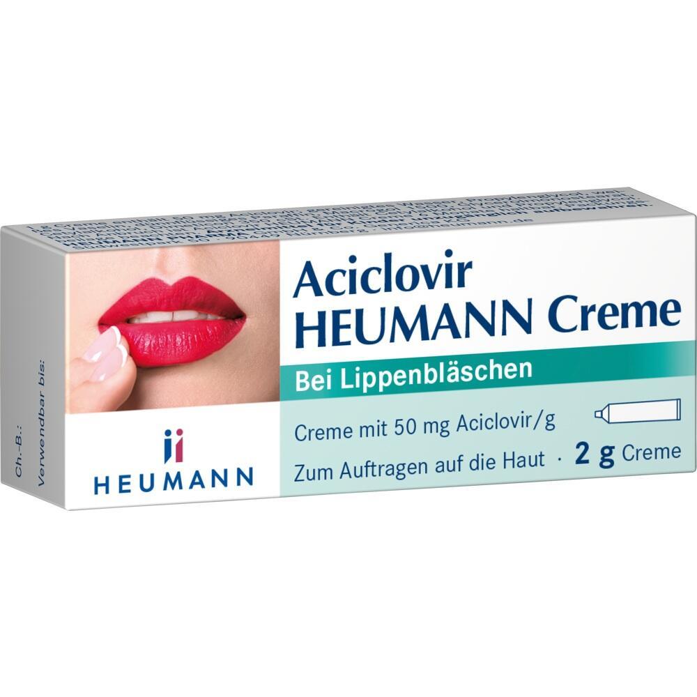 Packung von Aciclovir-Creme zur Behandlung von Lippenbl&auml;schen.