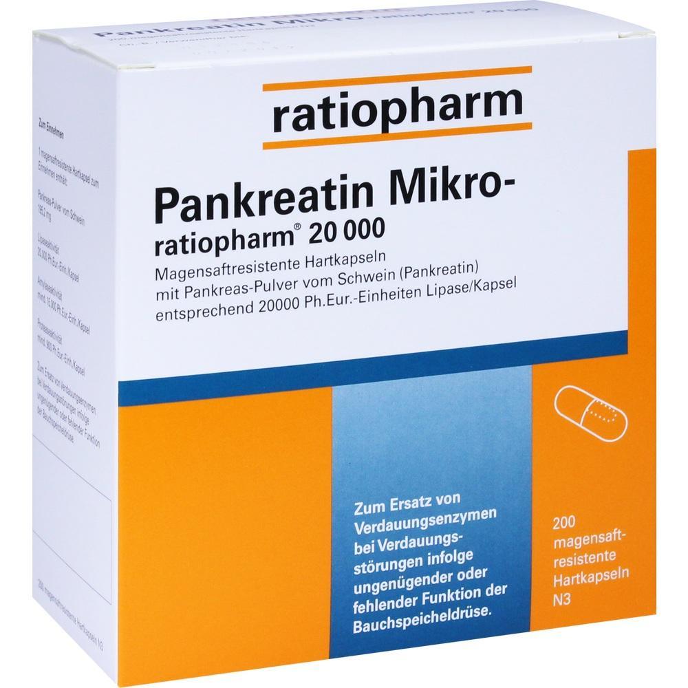Eine Packung Pankreatin-Kapseln von Ratiopharm zur Verdauungsunterst&uuml;tzung.