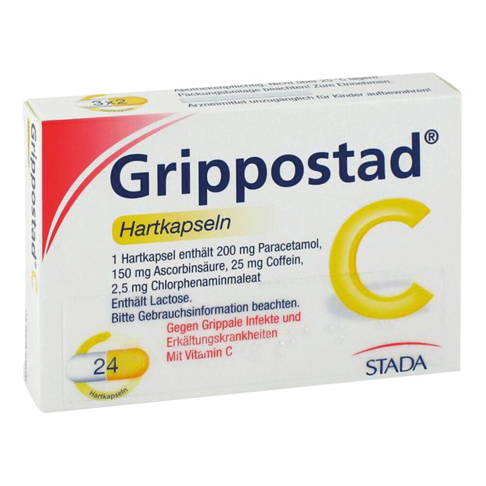Packung des Medikaments Grippostad C gegen Erk&auml;ltungen und Grippe.