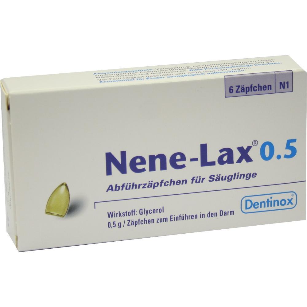 Verpackung von Nene-Lax 0.5, Abf&uuml;hrz&auml;pfchen f&uuml;r S&auml;uglinge.