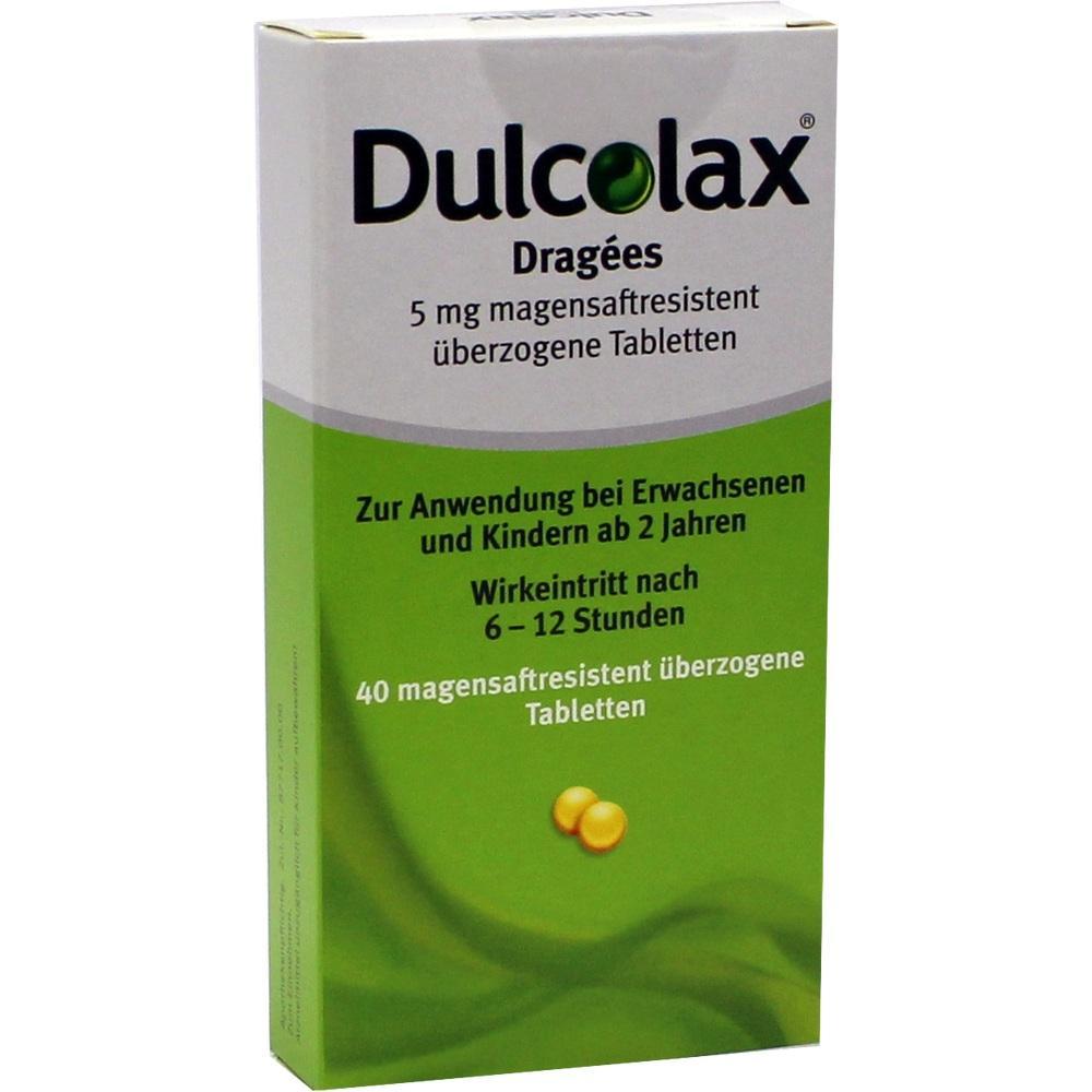Packung von Dulcolax Dragees mit 40 Tabletten f&uuml;r Erwachsene und Kinder ab 2 Jahren.
