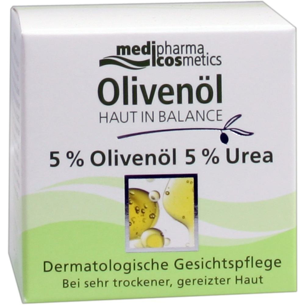 Verpackung f&uuml;r Gesichtscreme mit Oliven&ouml;l und Urea gegen trockene, gereizte Haut.