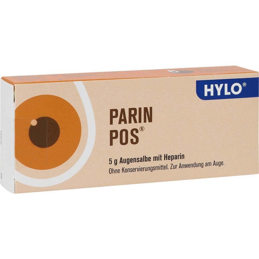 Eine Packung mit Augensalbe namens Parin POS von HYLO.