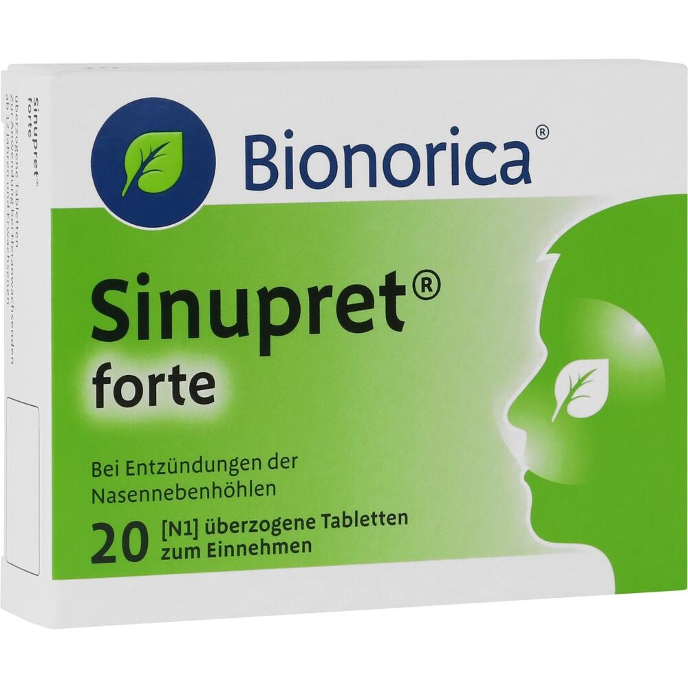 Verpackung von Sinupret forte Tabletten gegen Nasennebenh&ouml;hlenentz&uuml;ndung.