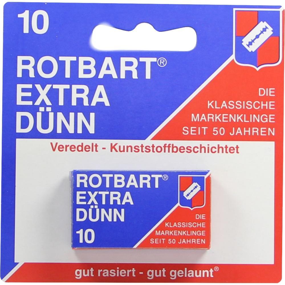 Eine Verpackung f&uuml;r Rasierklingen der Marke Rotbart in Blau und Rot.