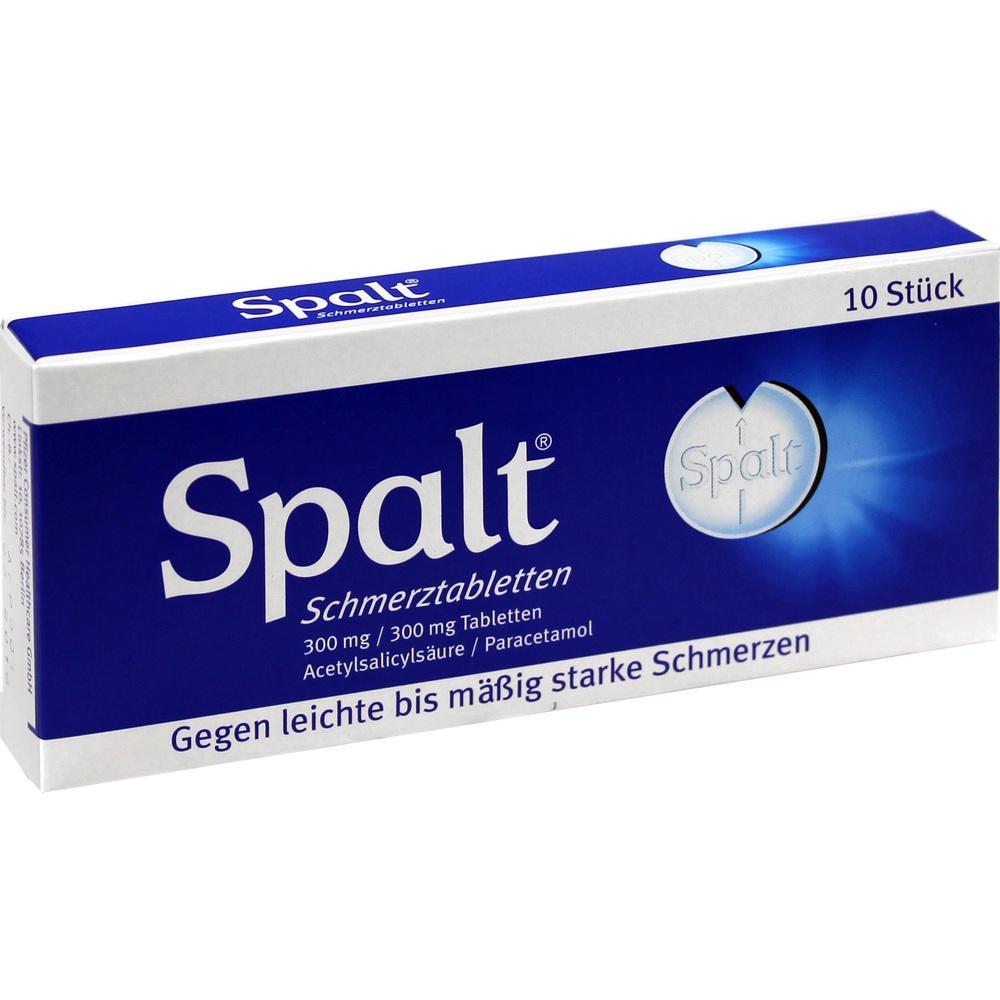 Blaue Packung mit Schmerztabletten der Marke Spalt.