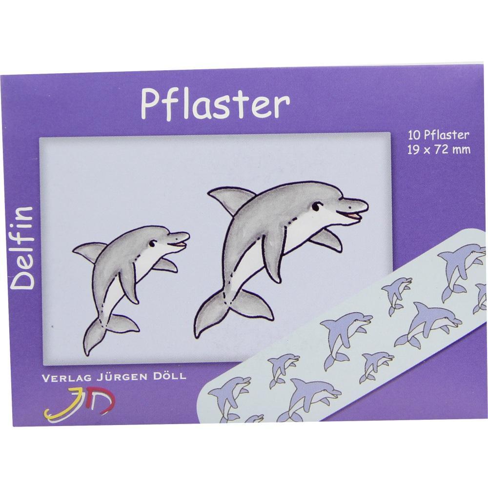 Lila Verpackung mit Delfin-Bildern f&uuml;r Pflaster.