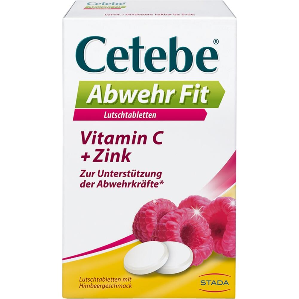 Packung Vitamin C und Zink Lutschtabletten mit Himbeergeschmack zur Unterst&uuml;tzung des Immunsystems.