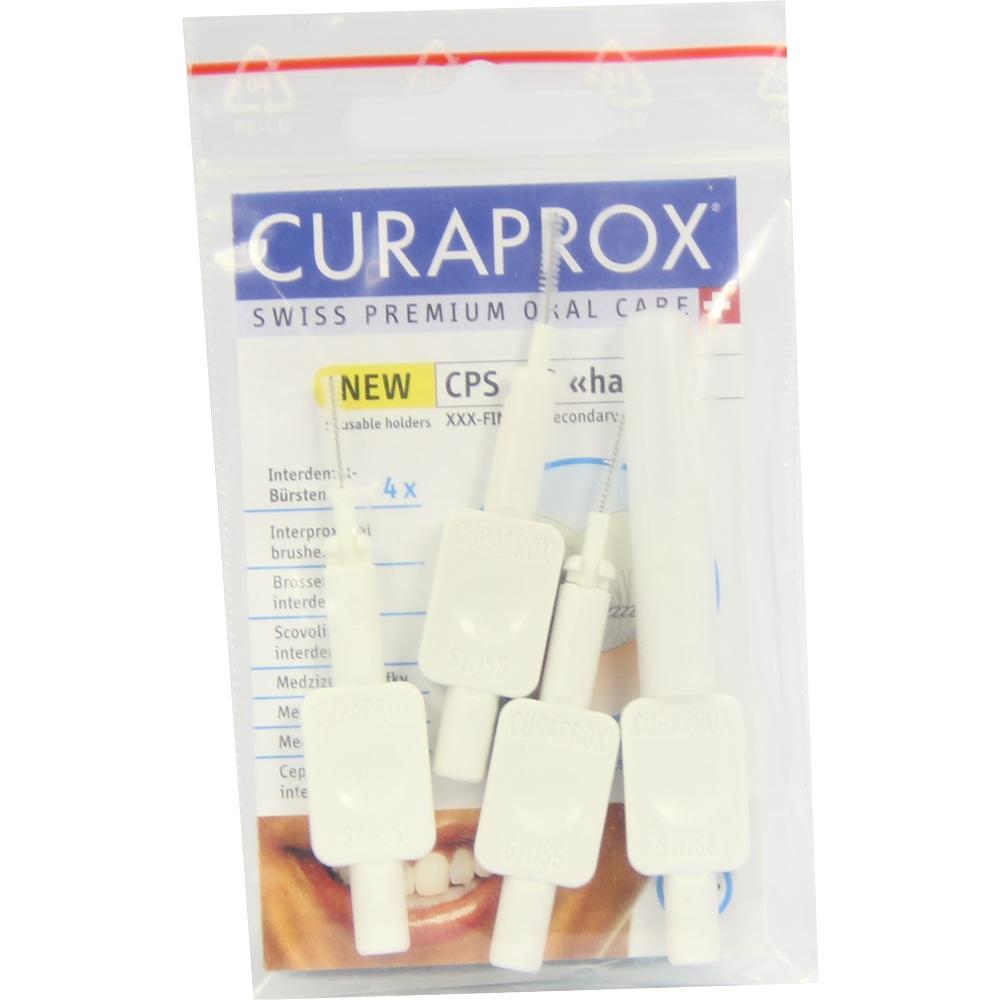 Eine Packung mit wei&szlig;en Interdentalb&uuml;rsten der Marke Curaprox.