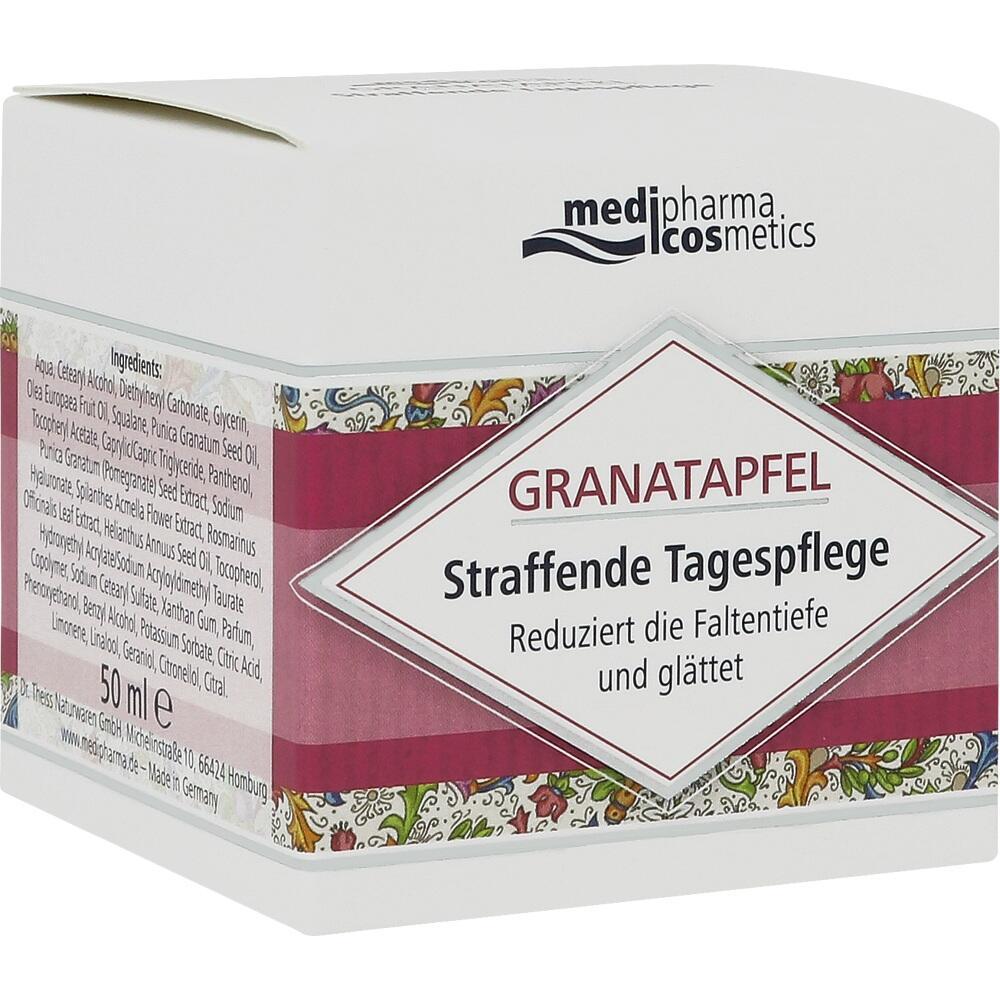 Eine Verpackung f&uuml;r Granatapfel Tagespflege, die Faltenreduzierung verspricht.