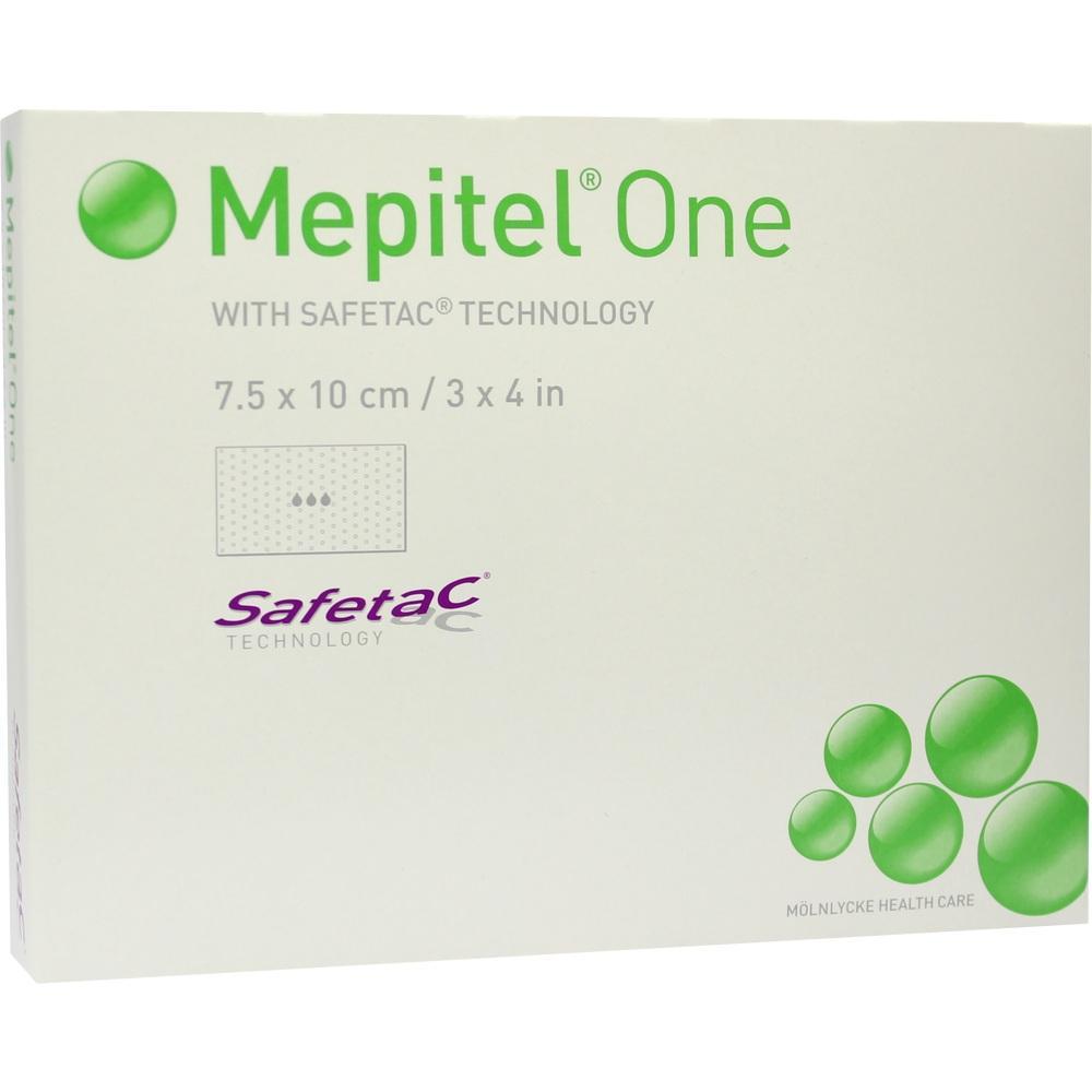 Verpackung von Mepitel One mit Safetac-Technologie, Gr&ouml;&szlig;e 7,5 x 10 cm.