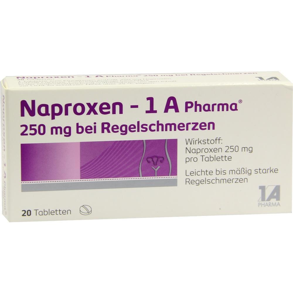 Eine Packung Naproxen-Tabletten gegen Regelschmerzen.