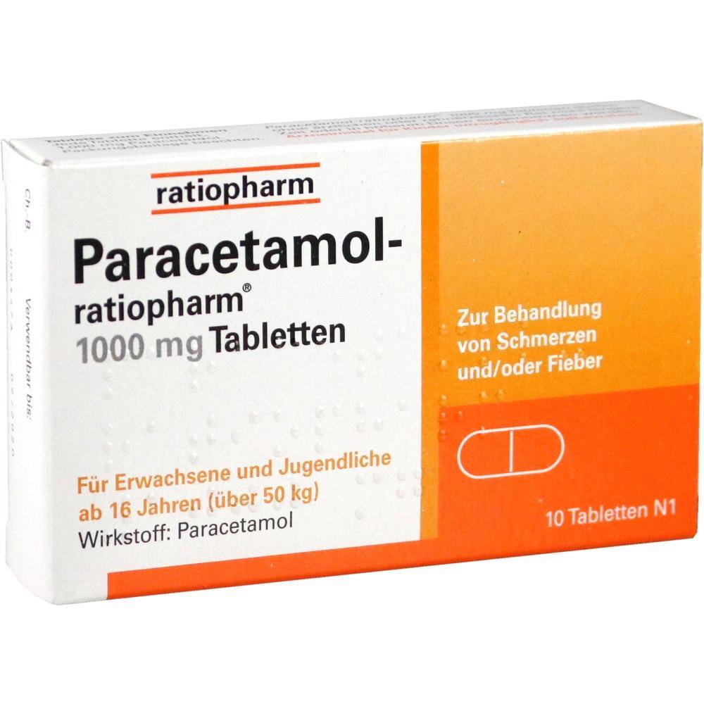 Packung Paracetamol-Tabletten zur Schmerz- und Fieberbehandlung.