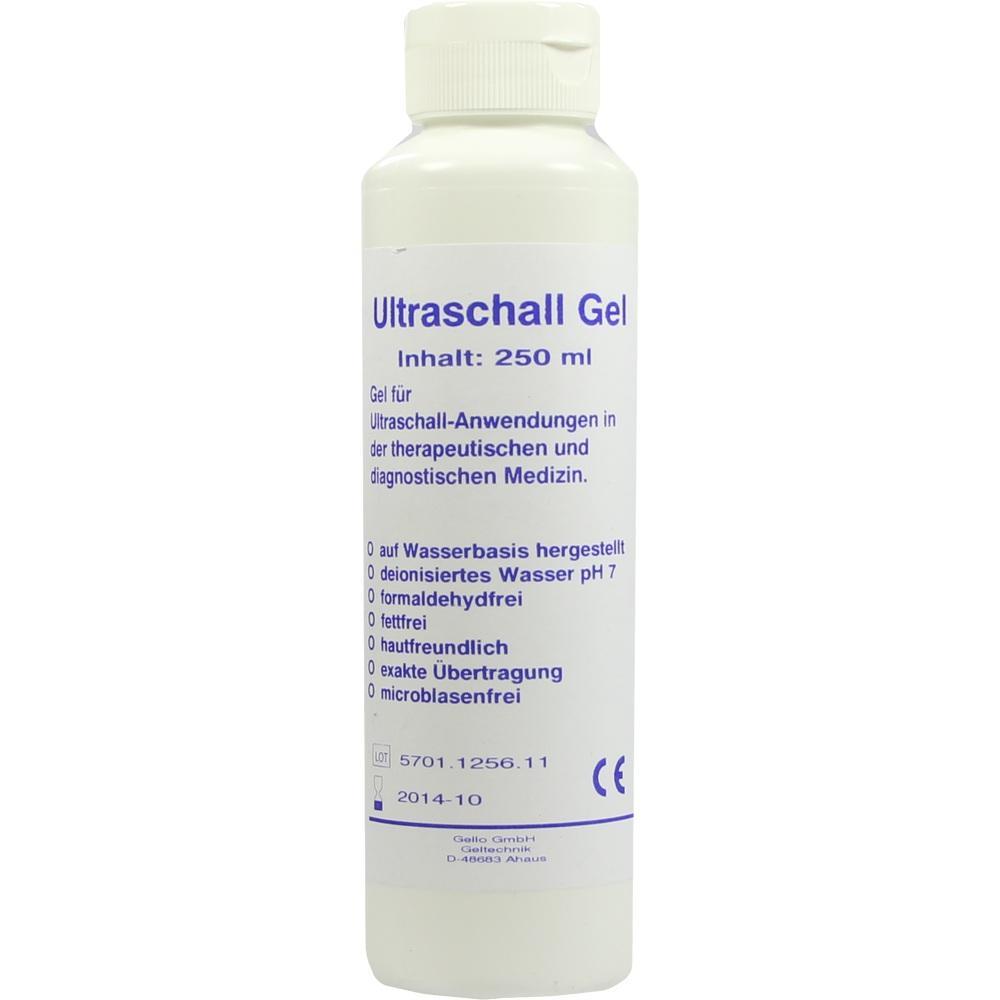 Wei&szlig;e Flasche mit Ultraschall-Gel, 250 ml, f&uuml;r medizinische Anwendungen.