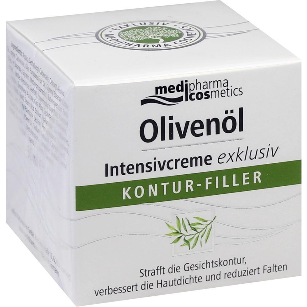 Eine wei&szlig;e Schachtel mit Oliven&ouml;l-Intensivcreme von medipharma cosmetics.