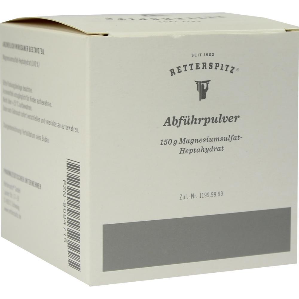 Eine beige Verpackung mit der Aufschrift "Abf&uuml;hrpulver".