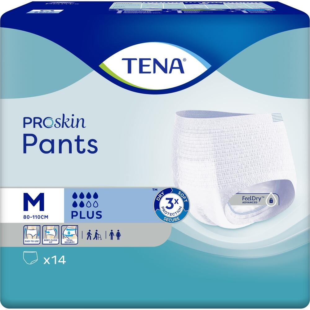 Eine Packung TENA Proskin Pants in Gr&ouml;&szlig;e M f&uuml;r Inkontinenz.