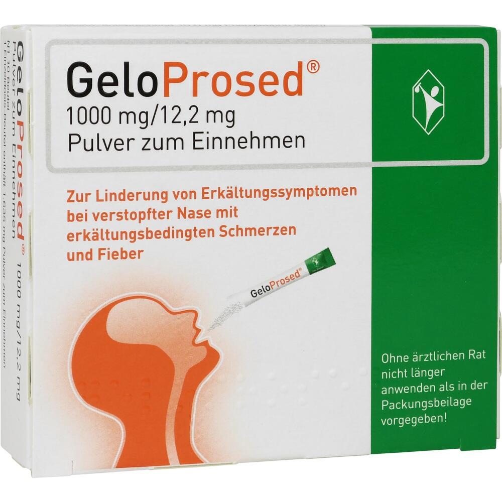 Verpackung von GeloProsed Pulver zur Linderung von Erk&auml;ltungssymptomen.