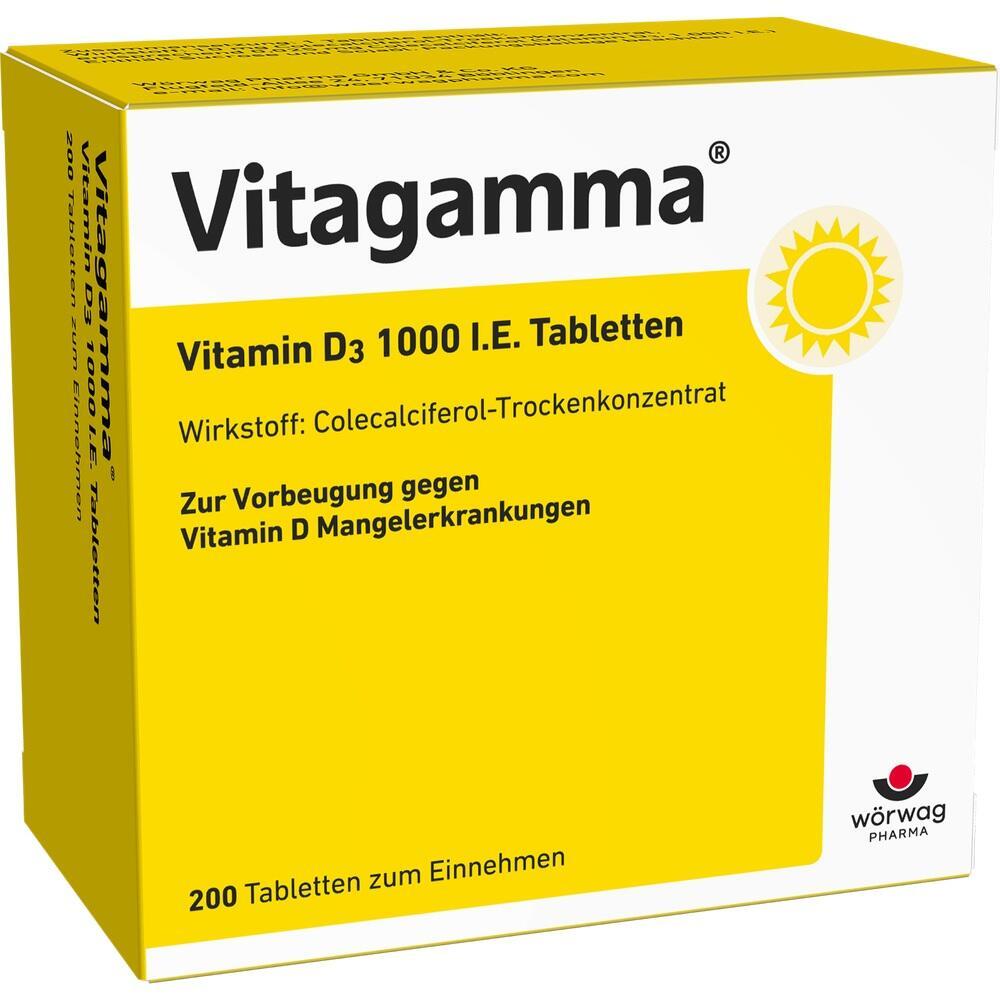 Gelbe Verpackung von Vitamin D3 Tabletten zur Vorbeugung von Mangel.