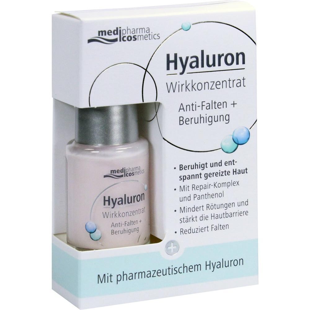 Hyaluron-Wirkstoff zur Beruhigung und Entspannung der Haut in einer kleinen Flasche.