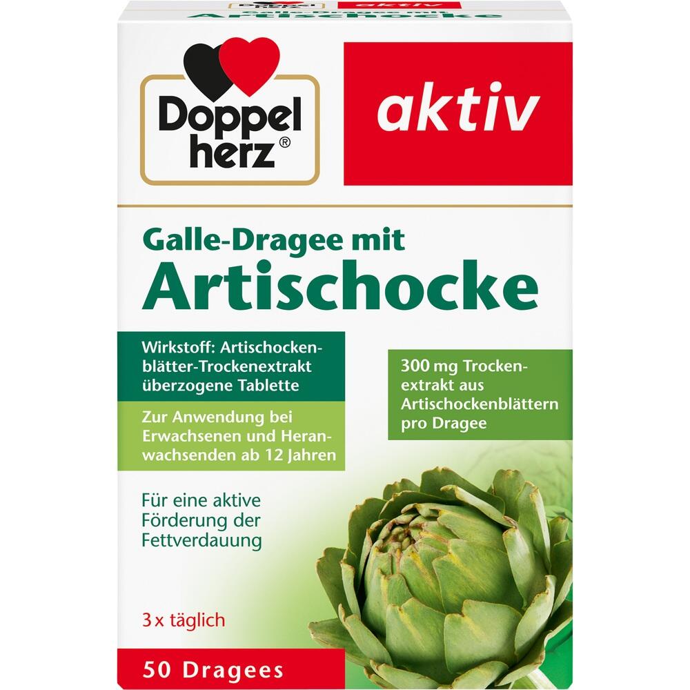 Verpackung von Doppelherz Galle-Dragees mit Artischocke zur Verdauungsf&ouml;rderung.