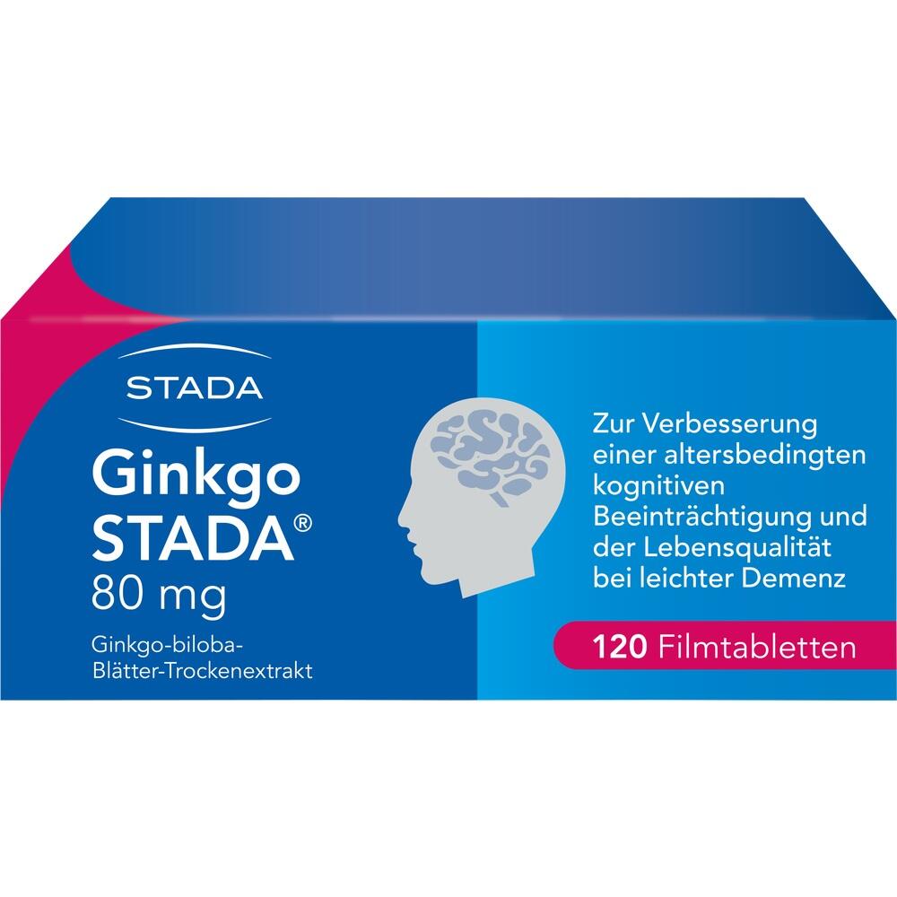 Packung Ginkgo STADA Tabletten zur Unterst&uuml;tzung der geistigen Leistungsf&auml;higkeit.