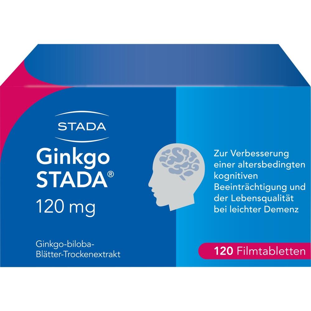 Verpackung von Ginkgo STADA Tabletten zur Unterst&uuml;tzung der geistigen Gesundheit.