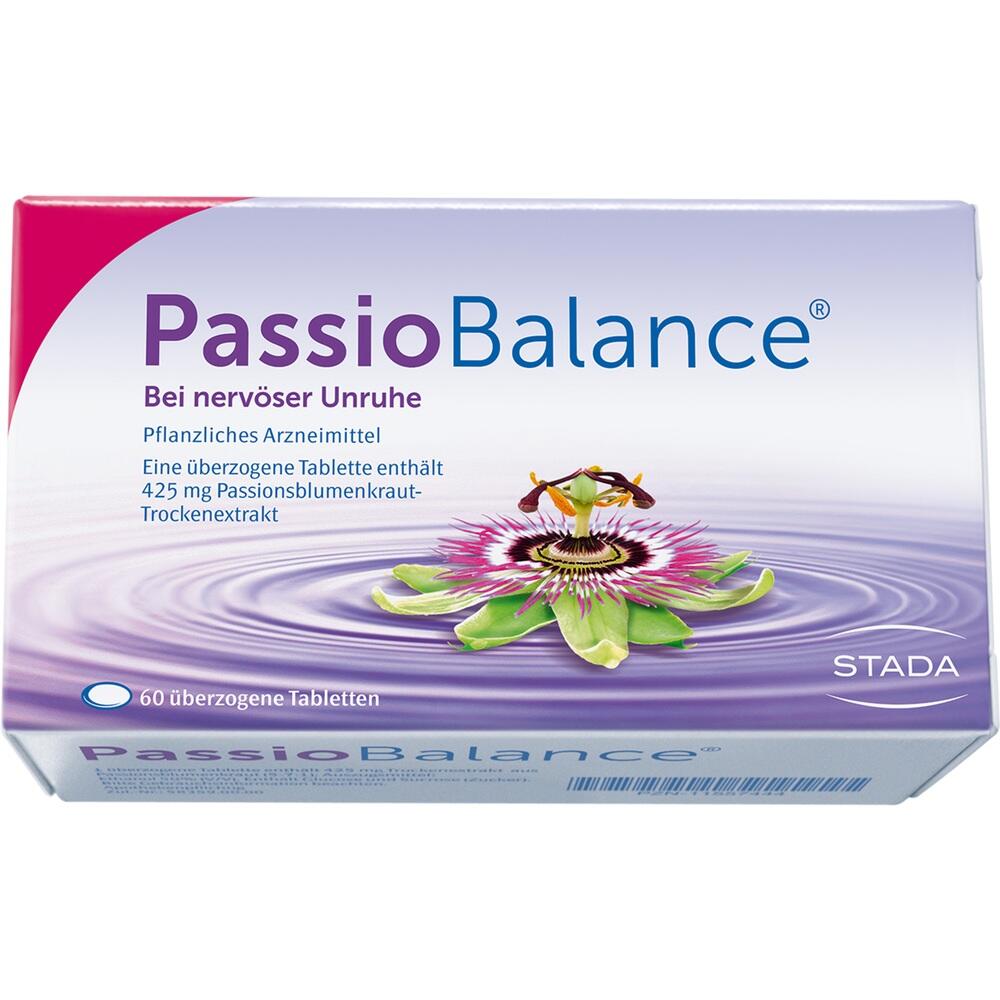Eine Packung PassioBalance f&uuml;r nerv&ouml;se Unruhe mit Passionsblumenkraut-Extrakt.